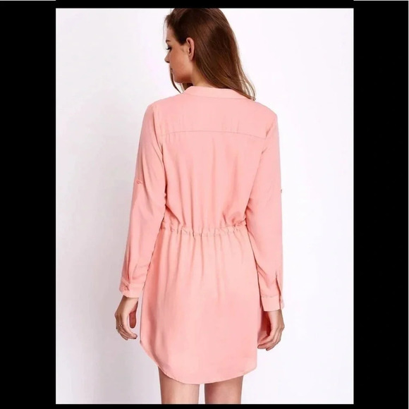 Tea & Cup Peach Chiffon Shirt Dress - Picture 2 of 12